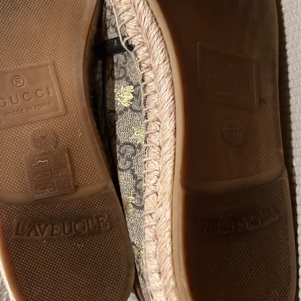 Gucci Logo Espadrille Flat Bees size 37.5 - Picture 12 of 16